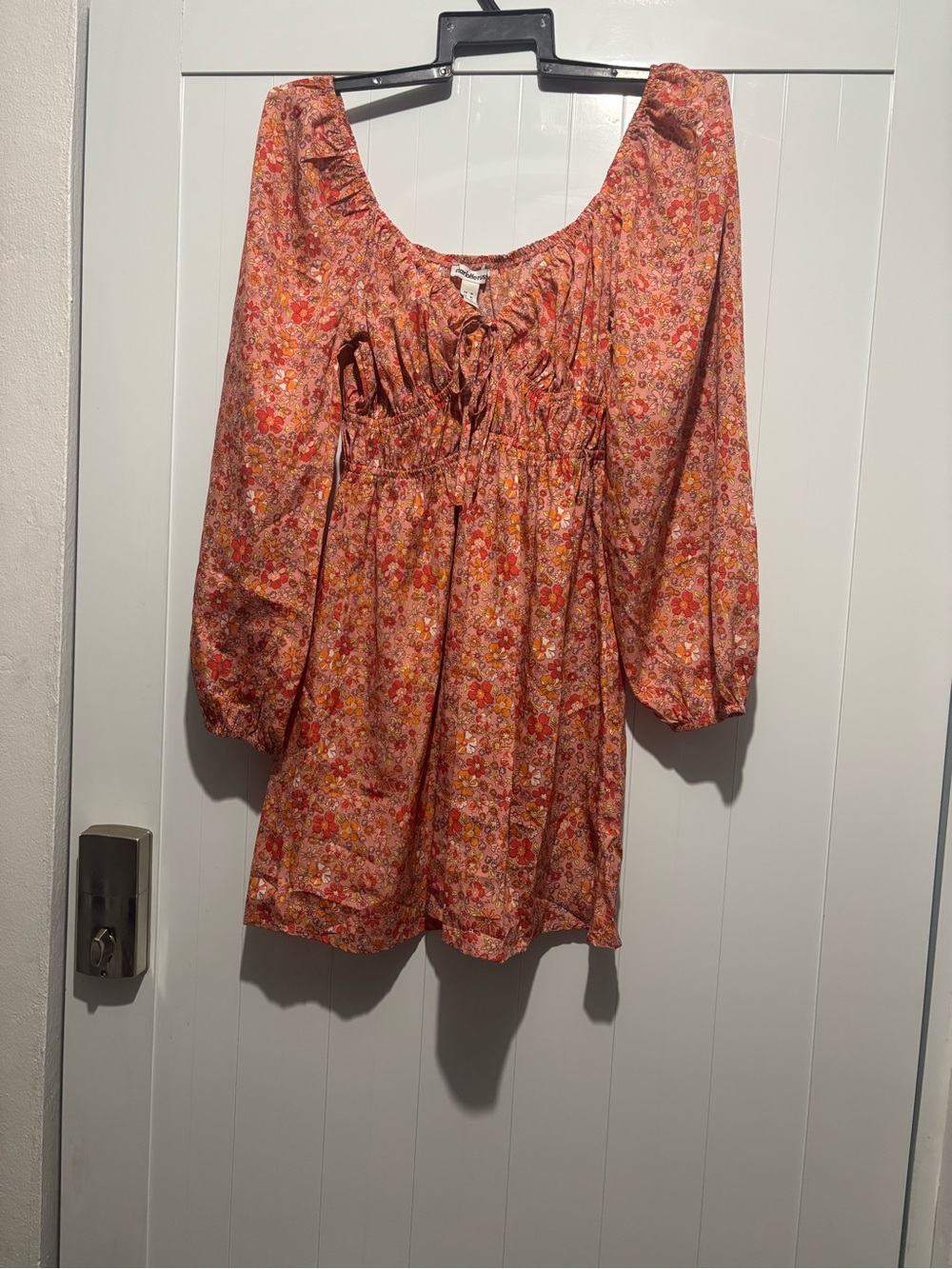 Charlotte Russe Orange Floral Long Sleeve Mini Dress